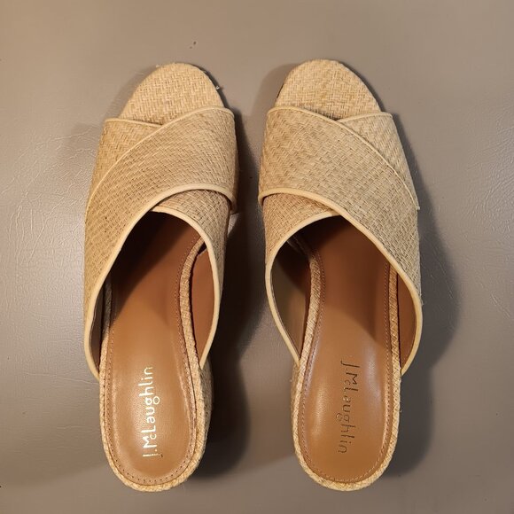 J. McLaughlin women's 'Tribeca' Raffia Heeled Slide Sandal sz 8 M - Picture 3 of 12